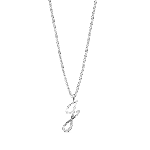 Platinum Plain curvy j Initial Pendant Necklaces