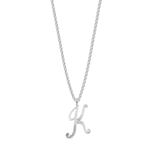 Platinum Plain curvy k Initial Pendant Necklaces