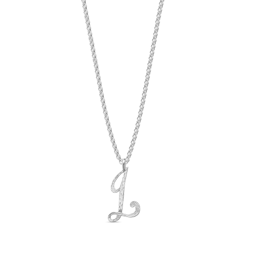 Silver Plain curvy l Pendant Necklaces