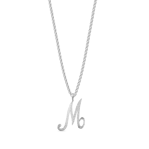 Platinum Plain curvy m Initial Pendant Necklaces