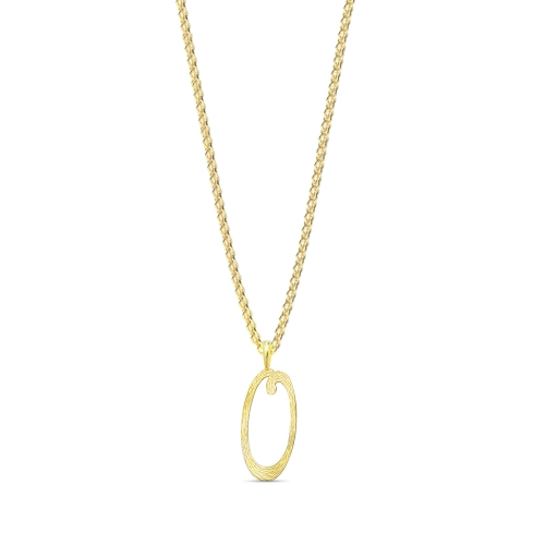 Yellow Gold Plain curvy o Initial Pendant Necklaces