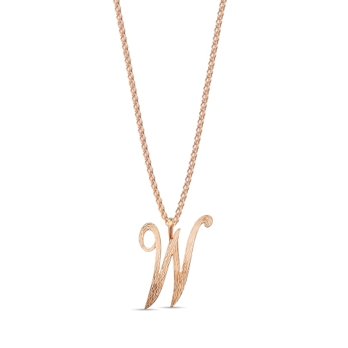 Rose Gold Plain curvy w Initial Pendant Necklaces