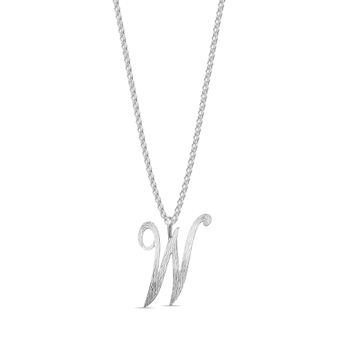 Platinum Plain curvy w Initial Pendant Necklaces