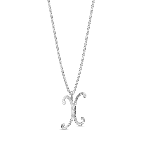 Platinum Plain curvy x Initial Pendant Necklaces