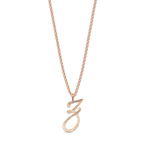 Rose Gold Plain curvy z Initial Pendant Necklaces