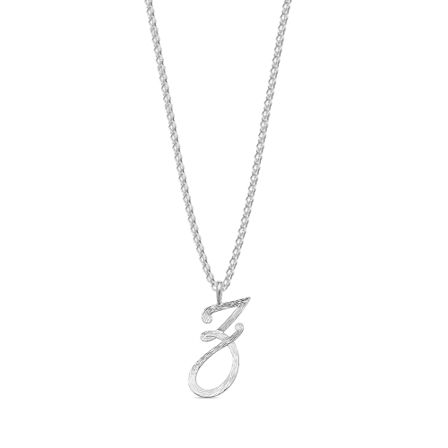 Platinum Plain curvy z Initial Pendant Necklaces
