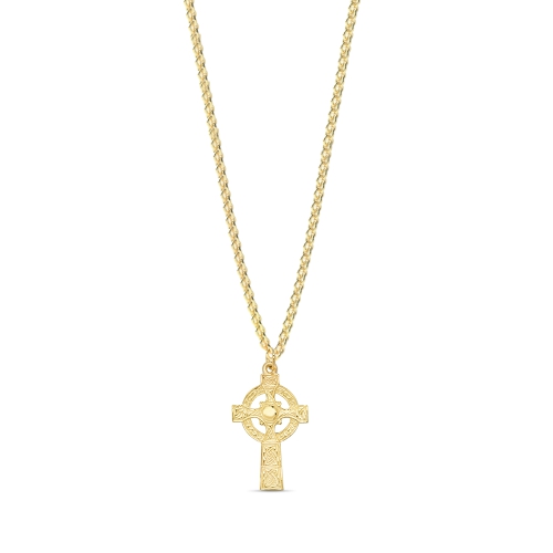 Yellow Gold Plain metal celtic patterned Pendant Necklaces