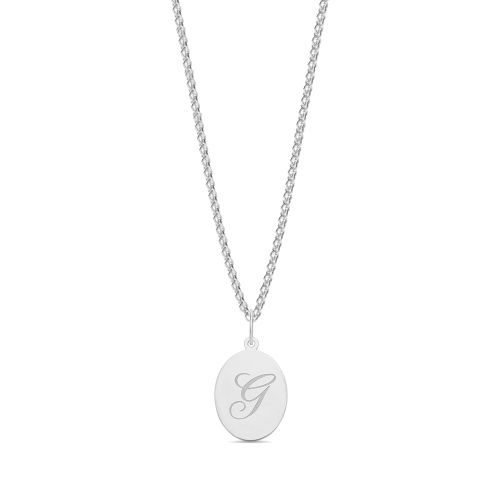 Plain oval disc engraved g Initial Pendant Necklaces