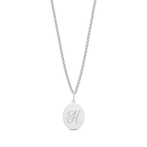 Plain oval disc engraved h Initial Pendant Necklaces