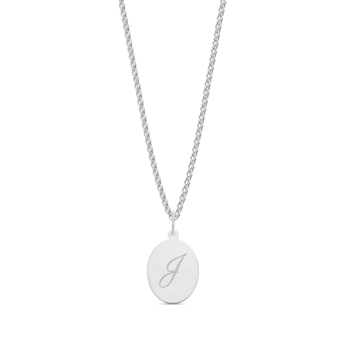 Round White Gold Naturally Mined Diamond Initial Pendant Necklaces