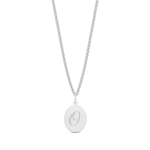 Plain oval disc engraved o Initial Pendant Necklaces