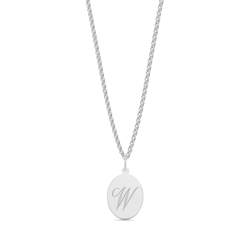 Plain oval disc engraved w Initial Pendant Necklaces