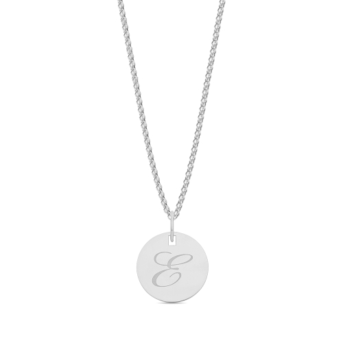 Plain round disc letter e Initial Pendant Necklaces