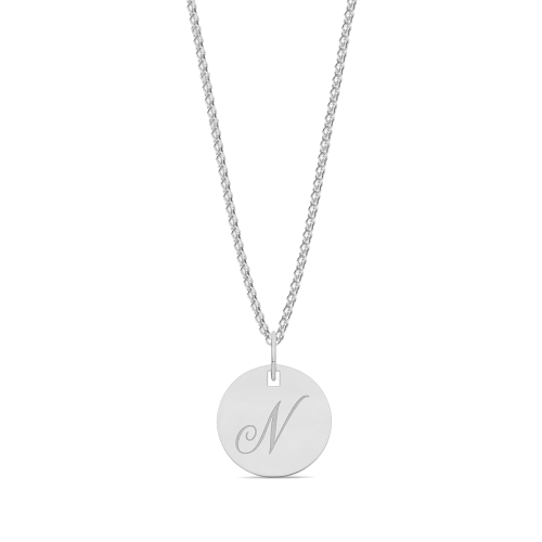 Plain round plat engraved n Initial Pendant Necklaces