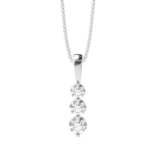 4 Prong Round 3 stone graduating solid bale Pendant Necklaces