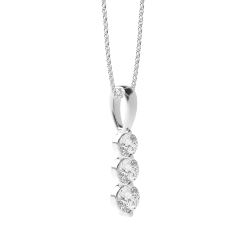 4 Prong Round 3 stone graduating solid bale Pendant Necklaces