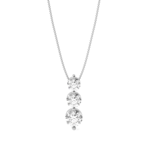4 Prong Round 3 stone graduating hidden bale Moissanite Pendant Necklaces