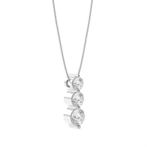4 Prong Round 3 stone graduating hidden bale Moissanite Pendant Necklaces