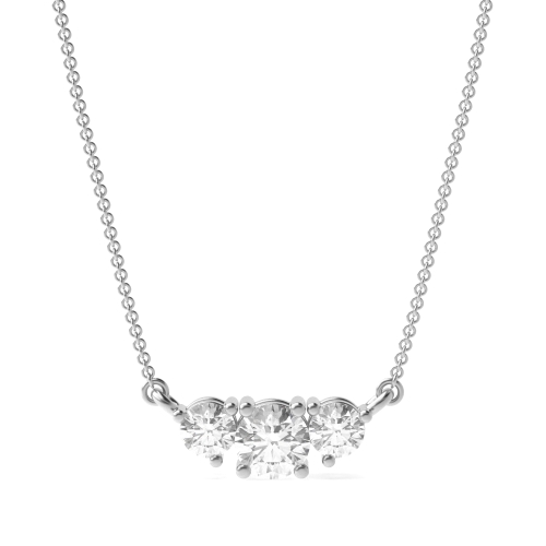Prong Setting 3 Round Shape Lab Grown Diamond Solitaire Pendant Necklace