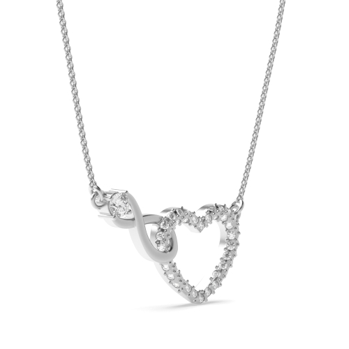 4 Prong Round Silver Heart Pendant Necklace