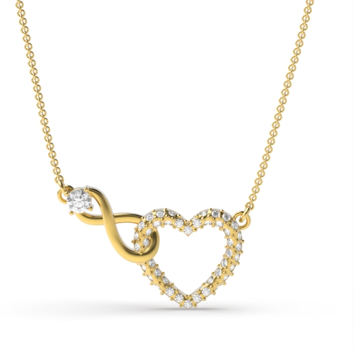4 Prong Round Yellow Gold Infinity with Pendant Necklaces