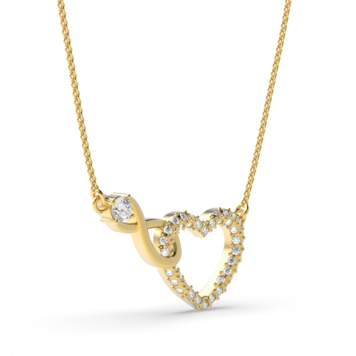 4 Prong Round Yellow Gold Infinity with Pendant Necklaces