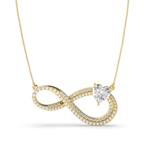 Prong Heart Yellow Gold Pendant Necklaces