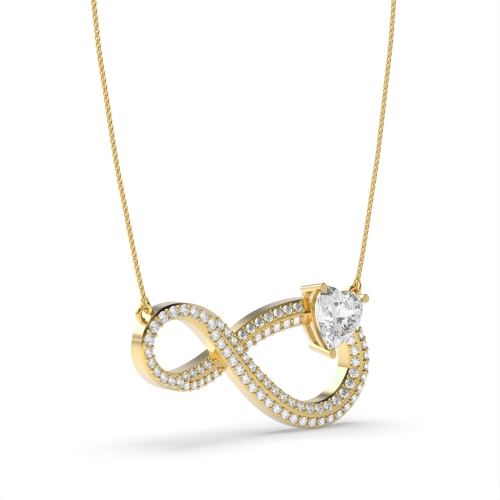 Prong Heart Yellow Gold Pendant Necklaces