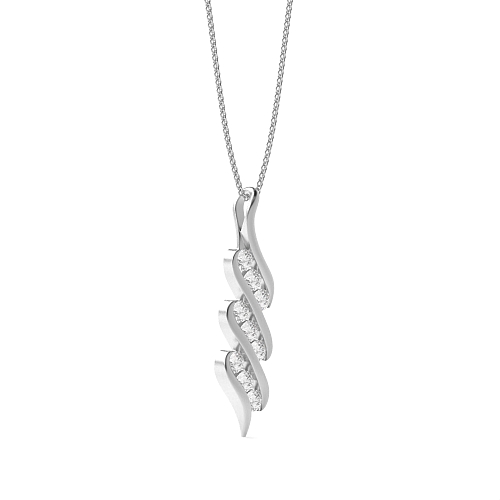 Channel Setting Round Zig zag Designer Pendant Necklaces