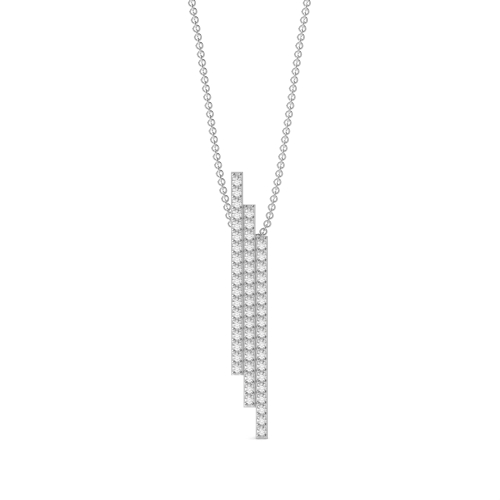 4 Prong Round Bar Lab Grown Diamond Pendant Necklaces