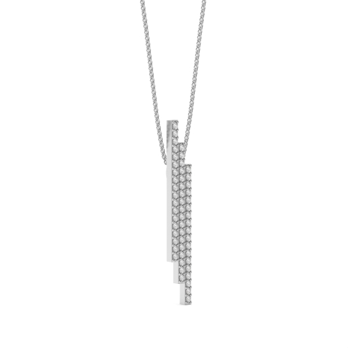 4 Prong Round Bar Lab Grown Diamond Pendant Necklaces