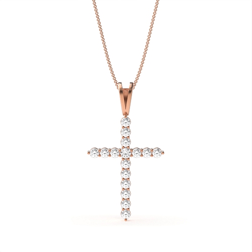 4 Prong Round Rose Gold Lustre Pendant Necklaces