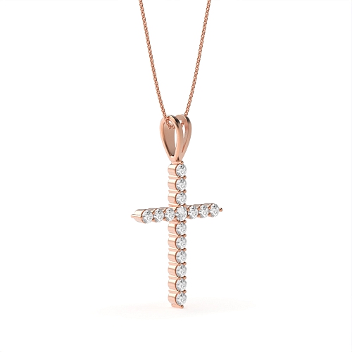 4 Prong Round Rose Gold Lustre Pendant Necklaces