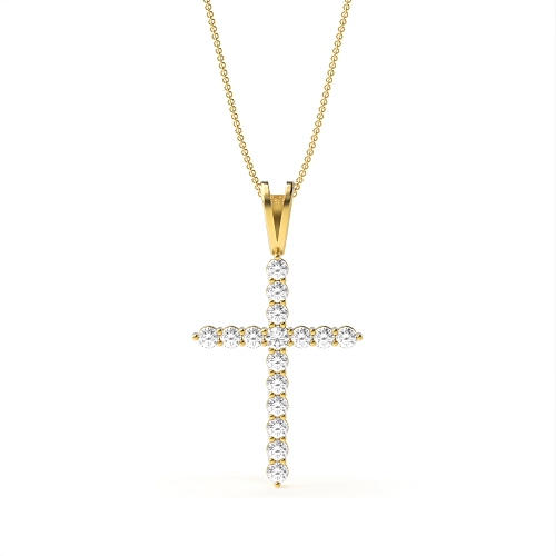 4 Prong Round Yellow Gold Lustre Pendant Necklaces
