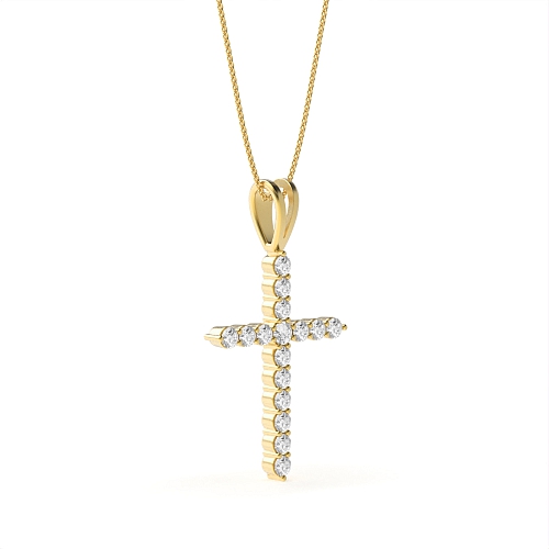 4 Prong Round Yellow Gold Lustre Pendant Necklaces