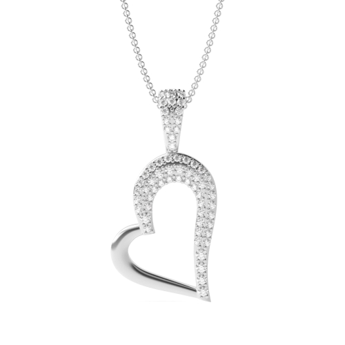 4 Prong Round Silver Heart Pendant Necklace