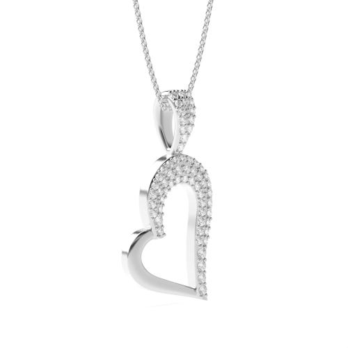 4 Prong Round Silver Heart Pendant Necklace