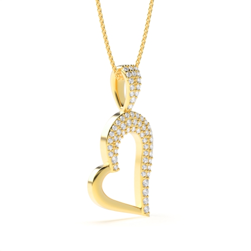 4 Prong Round Yellow Gold Designer half set Pendant Necklaces