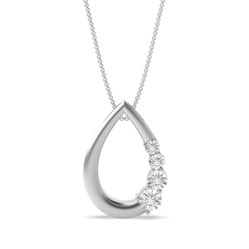 4 Prong Round Illusion set Pendant Necklaces