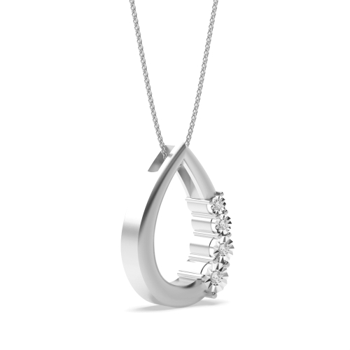 4 Prong Round Illusion set Pendant Necklaces