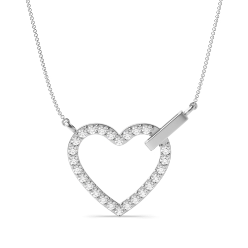 4 Prong Round Silver Heart Pendant Necklace