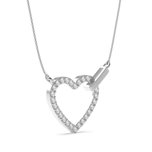 4 Prong Round Silver Heart Pendant Necklace