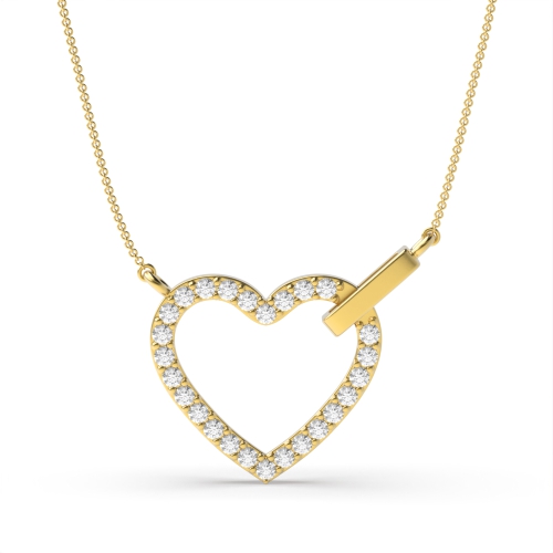 4 Prong Round Yellow Gold Clipped Pendant Necklaces