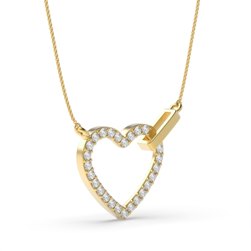 4 Prong Round Yellow Gold Clipped Pendant Necklaces
