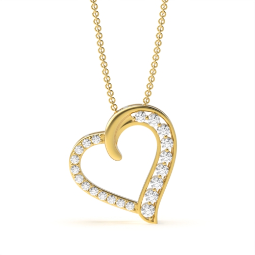 4 Prong Round Yellow Gold Unique Pendant Necklaces