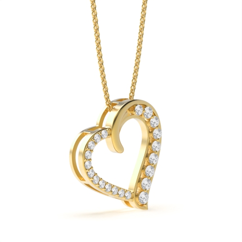 4 Prong Round Yellow Gold Unique Pendant Necklaces