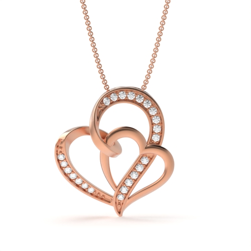 Buy Pave Setting Round Diamond Double Heart Pendant - Abelini