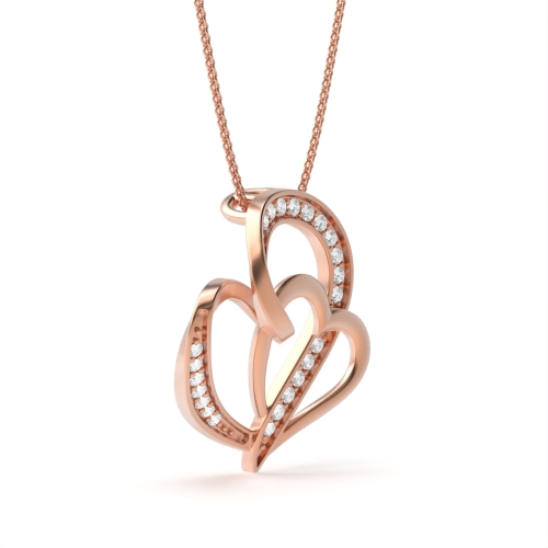 Pave Setting Round Rose Gold Intertwined Pendant Necklaces
