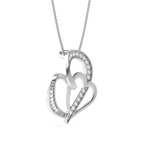 Round Silver Heart Pendant Necklace