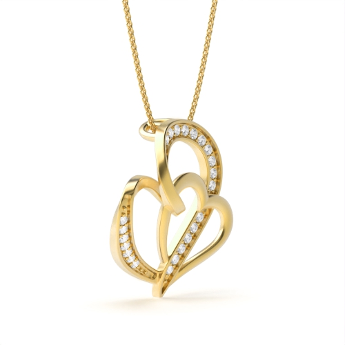 Pave Setting Round Yellow Gold Intertwined Pendant Necklaces